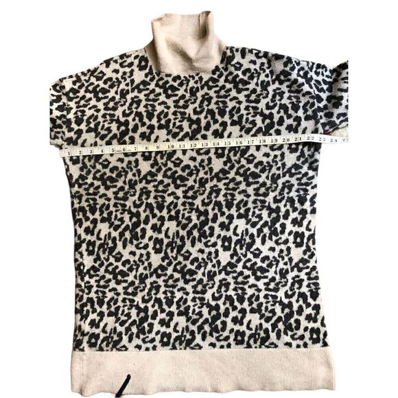 Loft Leopard Turtleneck Wool Blend Sweater Dress size L - Picture 7 of 12